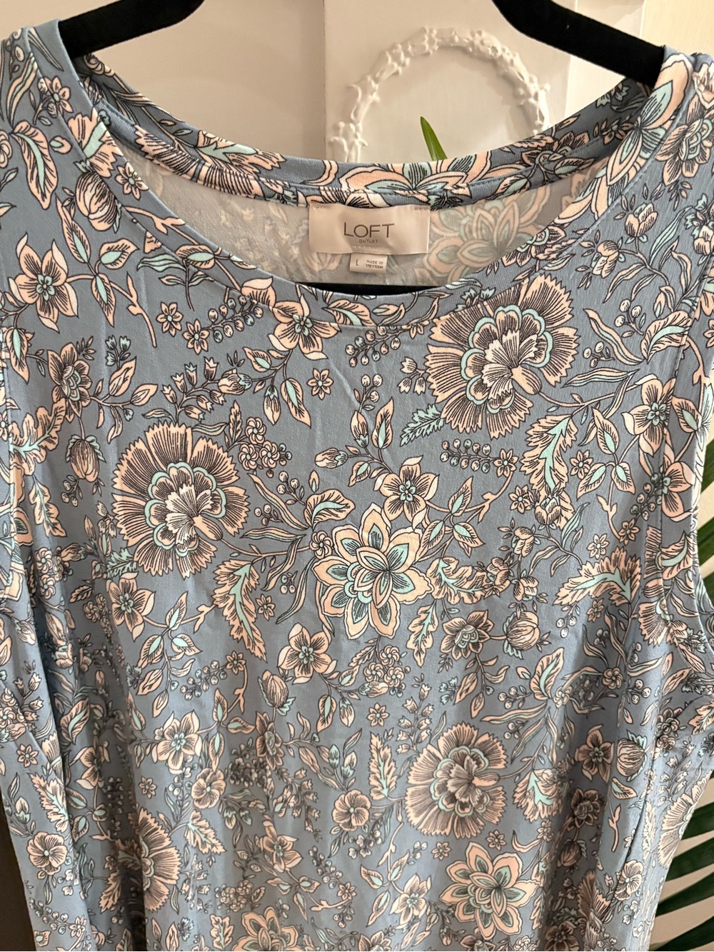 LOFT Dusty Blue Floral Sleeveless Shift Dress NWT - Picture 5 of 7